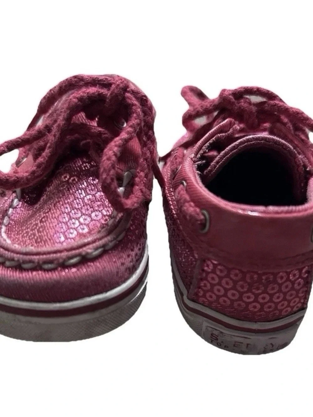 Baby Girl Sperry Hot Pink Sequin Boat Shoes Size 2